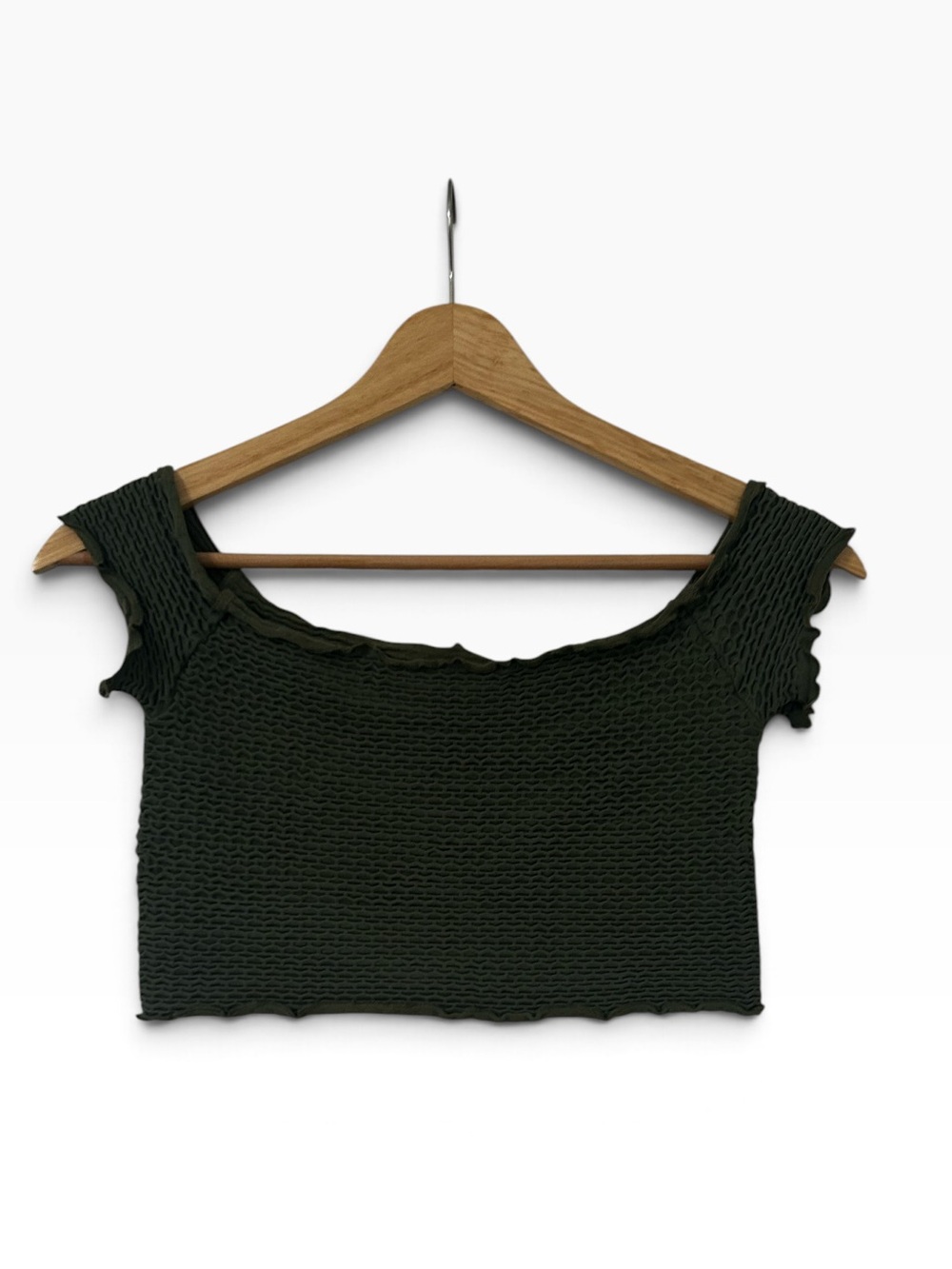Free People Intimately Off Shoulder Smocked Crop Top Green Size XS/S